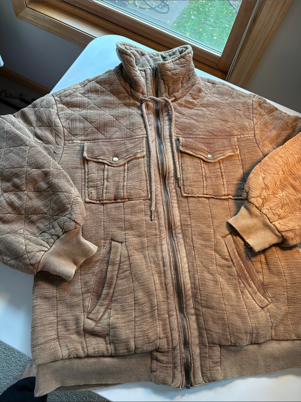 We The Free Quilted Tan Utility Puffer Jacket